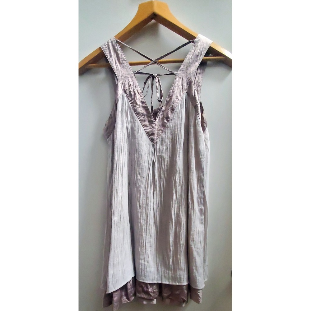 Sugarlips Slip Dress S Short w/ Double Flirty Ruffle Layer Tie Back Lined Flowy - Picture 2 of 8